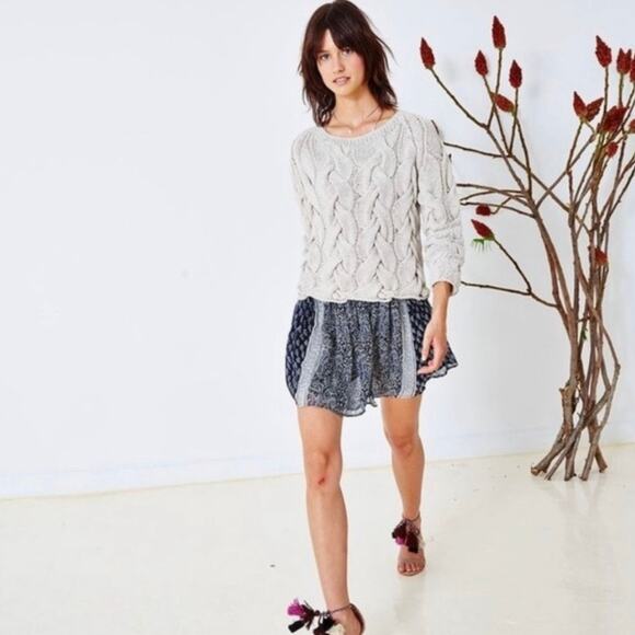 Ulla Johnson Dresses & Skirts - ULLA JOHNSON Remy Silk Print Mini Skirt Women 2 Navy Blue White Patchwork Flirty